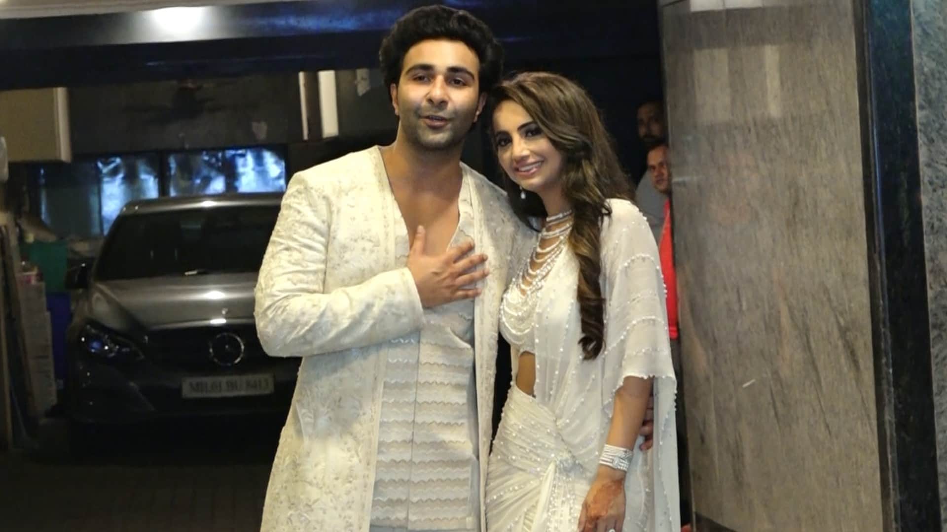 Aadar Jain Alekha Advani After the Roka ceremony poses beautiful couple looked in white outfits