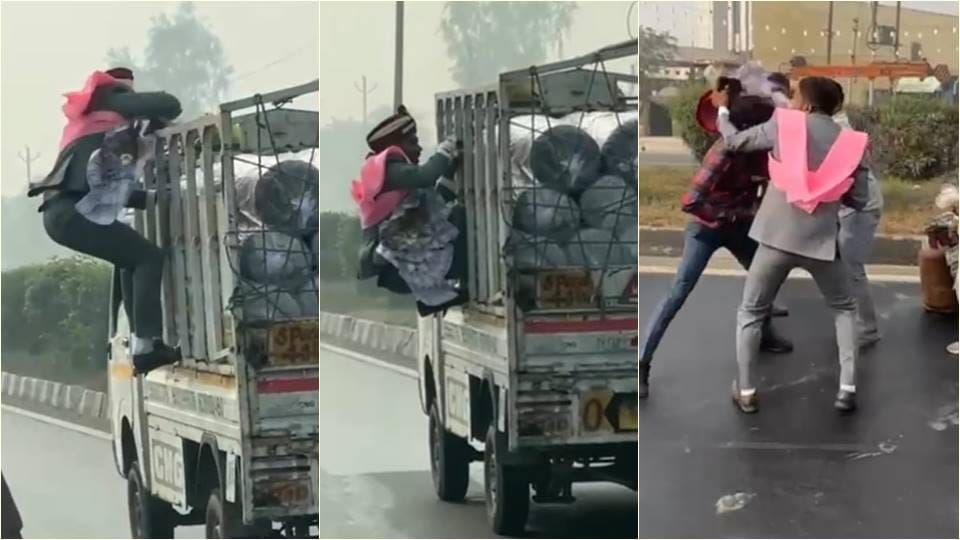 groom climbed on the moving vehicle and beat up the driver in meerut