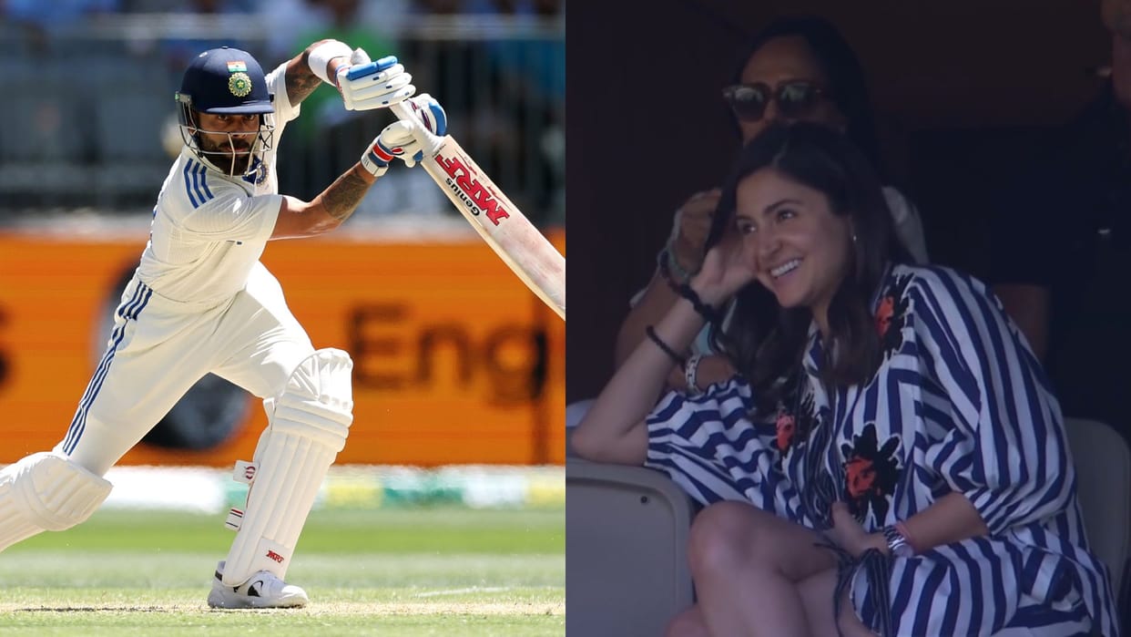 ind vs aus: anushka sharma cheers virat kohli on hitting fifty against australia on day 3 perth test video