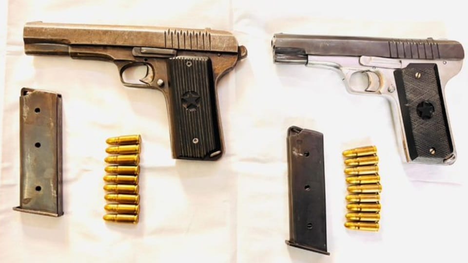 Lalru police succeeded in arresting two gangsters with weapons
