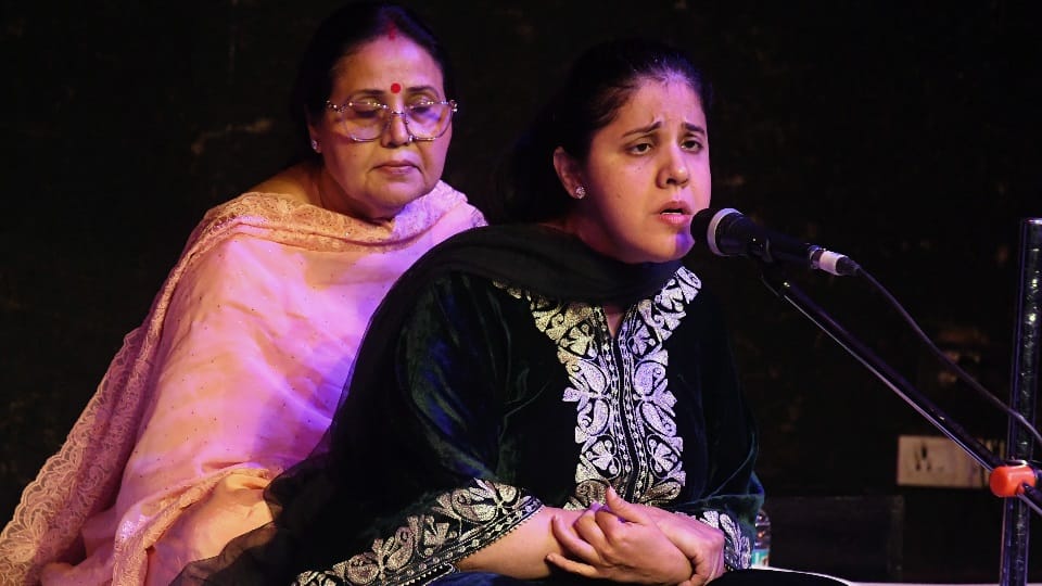 Tejaswini sang bhajans on sixth day of the National Theatre Festival held at Tagore Theatre
