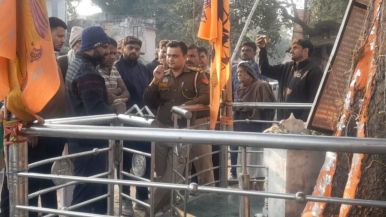 youth damaged the statue of Shani Dev  broke it and started taking it away police caught him