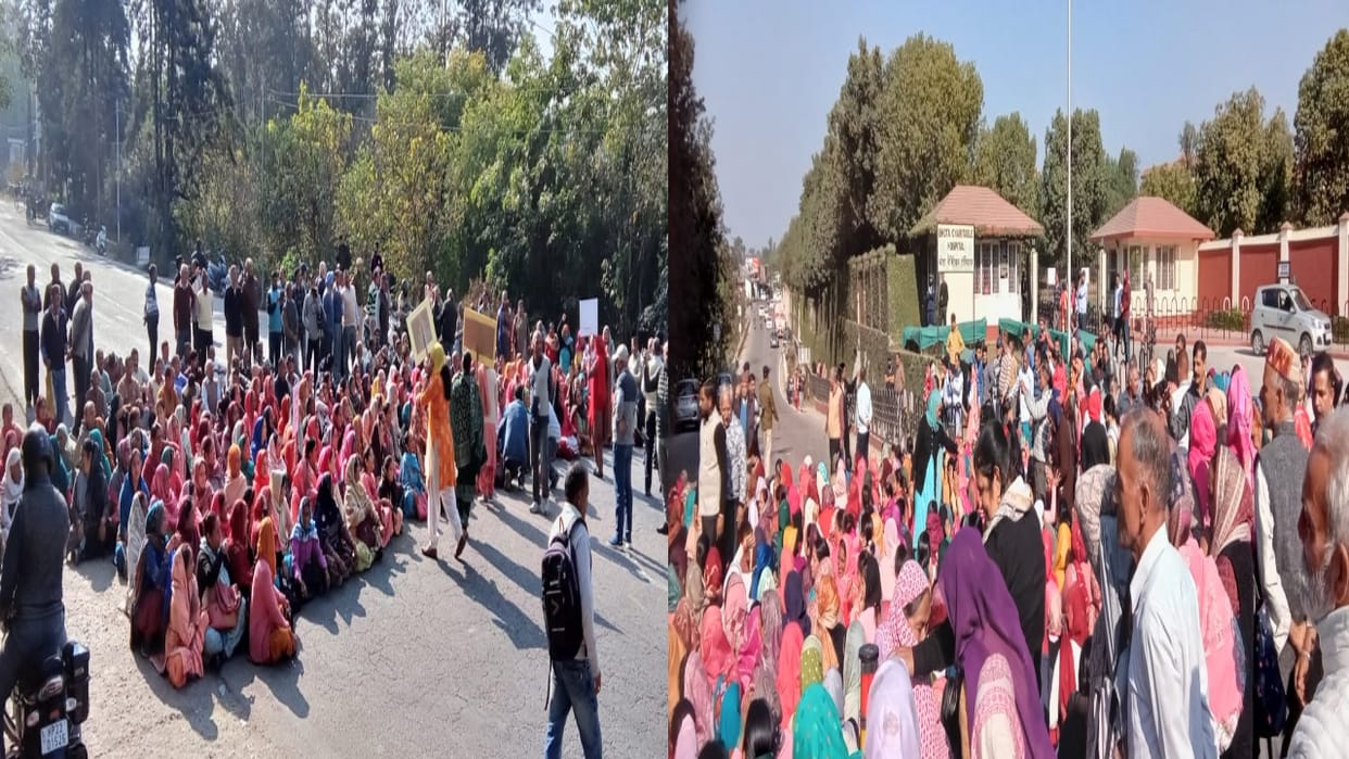 People again sat on dharna outside Charitable Hospital Bhota, blocked Shimla-Mataur NH