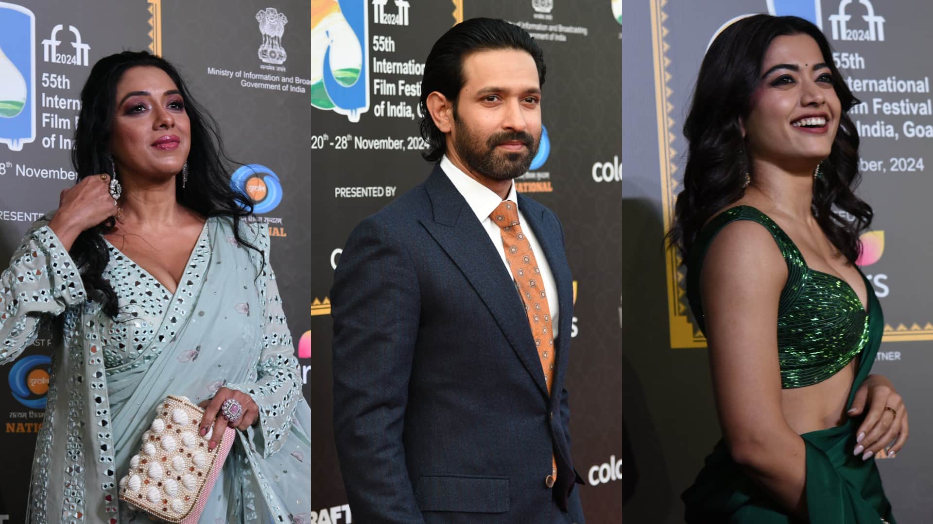 IFFI Goa 2024 From Vikrant Massey Rupali Ganguly Armaan Malik Rashmika Mandanna manoj Joshi