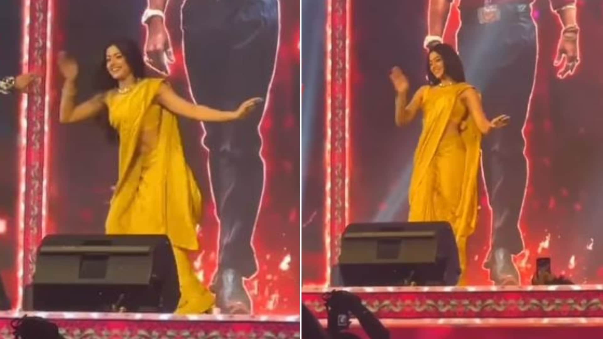 Rashmika Mandanna Dances on Saami Saami At Pushpa 2 Event Allu Arjun reaction goes viral report