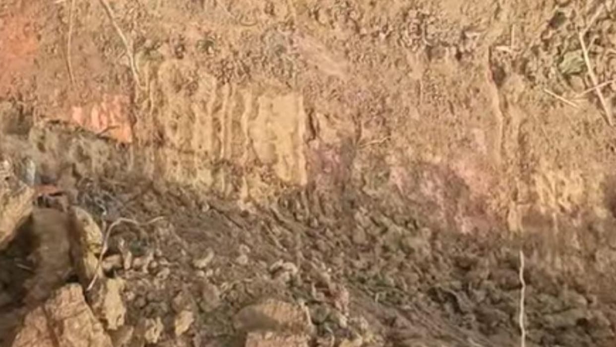 foundation-like structure found during excavation in Shahjahanpur