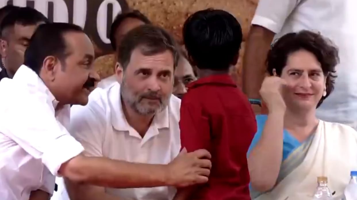 Rahul Gandhi and Priyanka Gandhi Vadra interacted with children during their public meeting in Wayanad