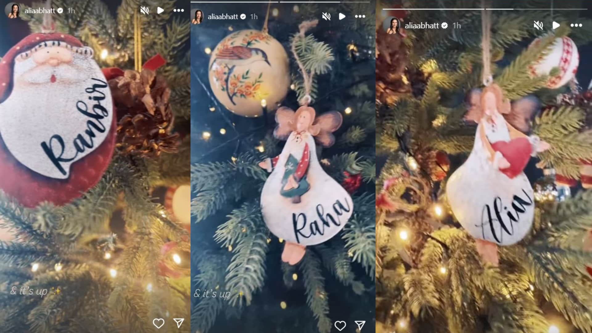 Alia Bhatt Puts Up Christmas Tree Gives Glimpse Of Ornaments Featuring Her Raha Ranbir Names goes viral