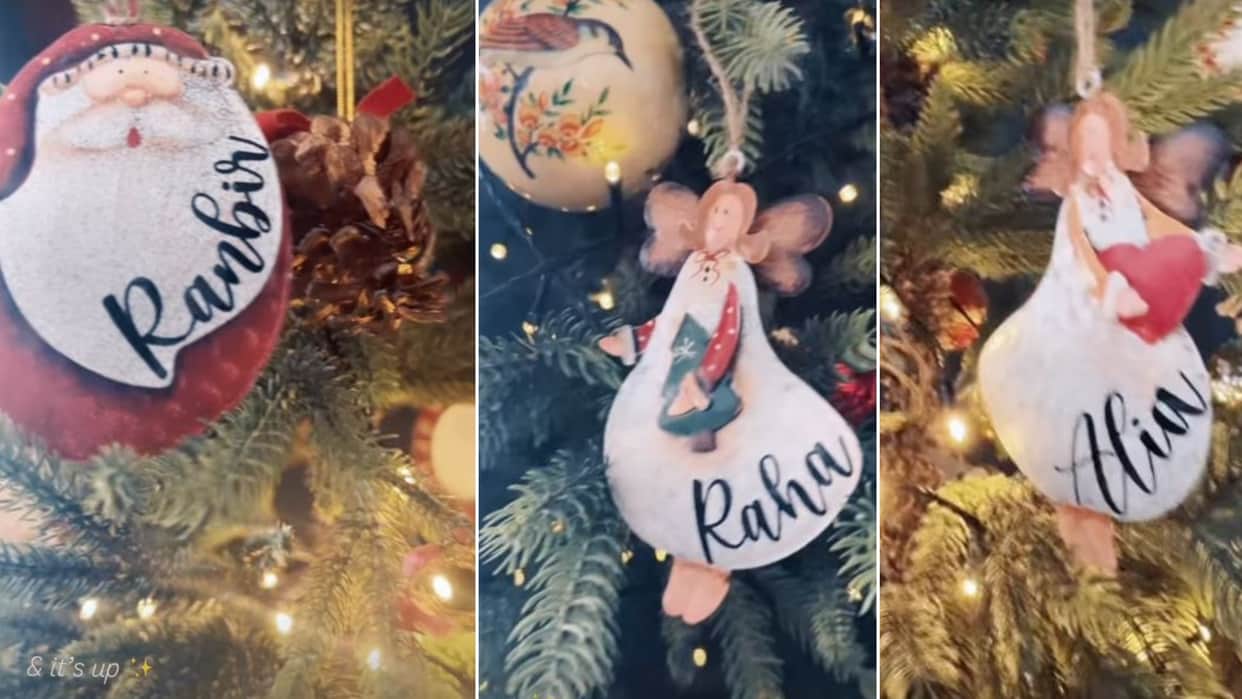 Alia Bhatt Puts Up Christmas Tree Gives Glimpse Of Ornaments Featuring Her Raha Ranbir Names goes viral