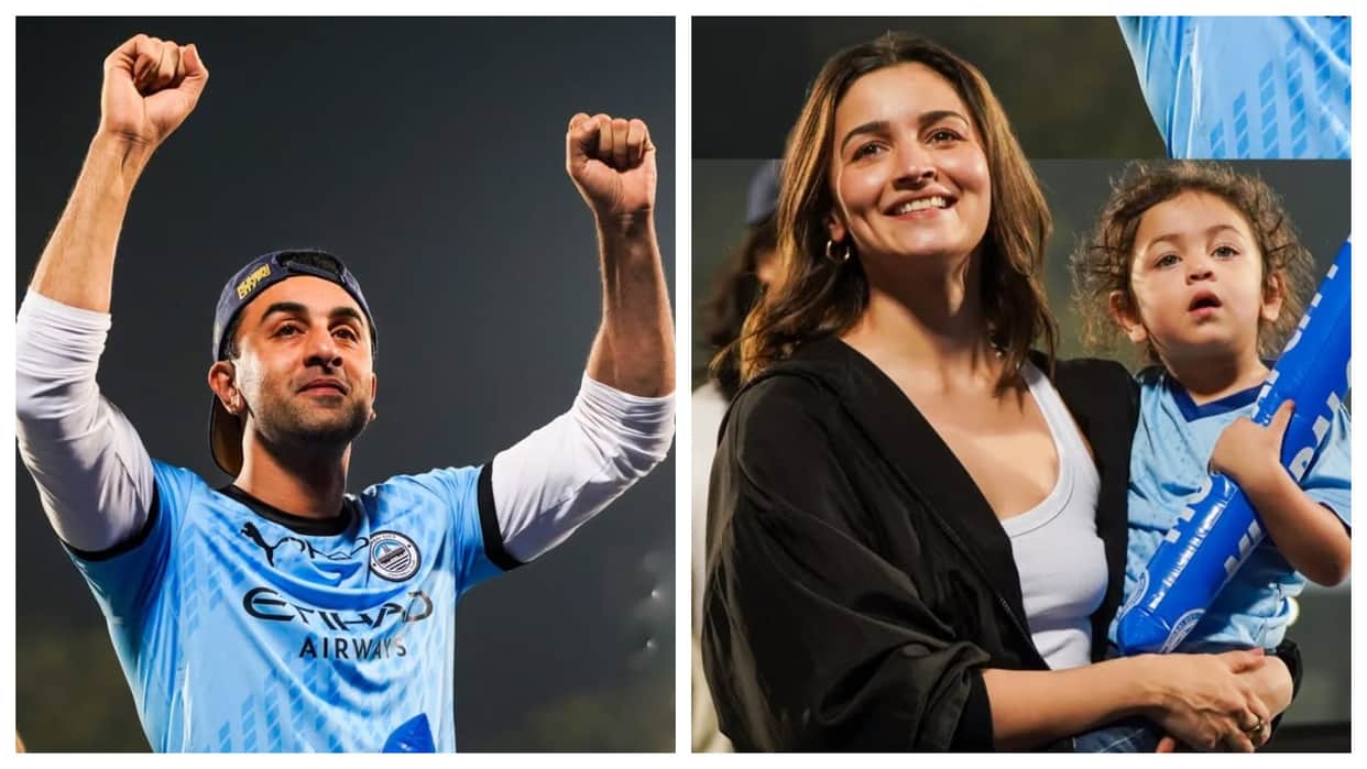 ranbir kapoor alia bhatt with raha enjoys football match at indian Super League photos viral