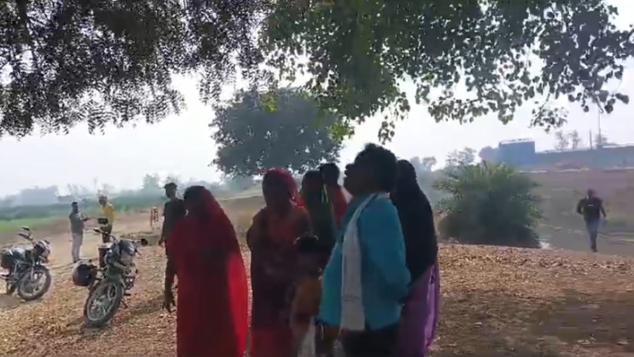 Water flowing from neem tree devotees gathered for worship in sonbhadra