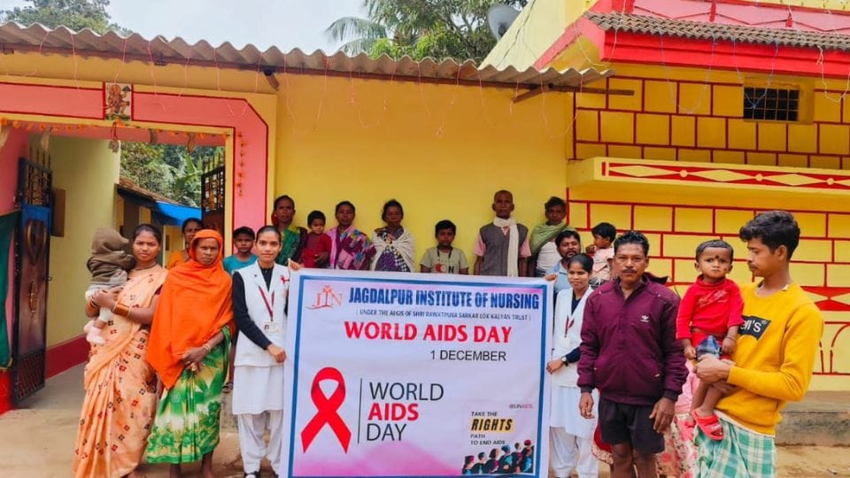 World AIDS Day Girls took out awareness rally on HIV infection in Jagalpur