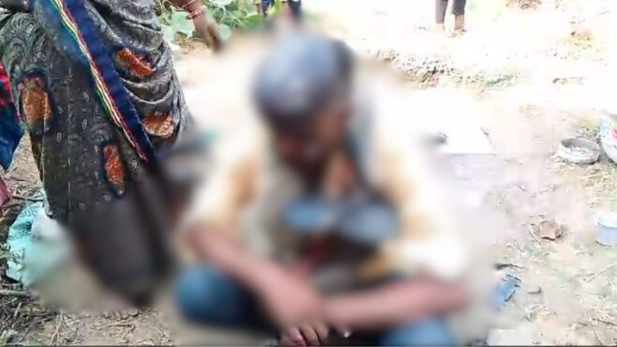 Misdeed accused shaved face smeared wear garland of shoes paraded around village video viral