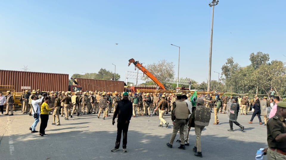 Farmer March to Delhi in Pictures Border Jam Traffic Barricades Broken Ambulance Stuck in Traffic