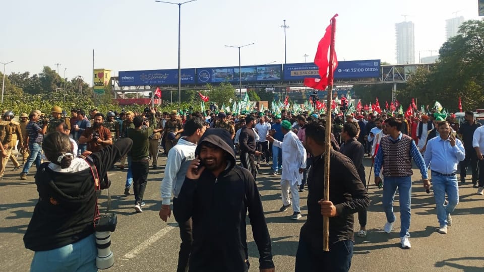 Farmer March to Delhi in Pictures Border Jam Traffic Barricades Broken Ambulance Stuck in Traffic