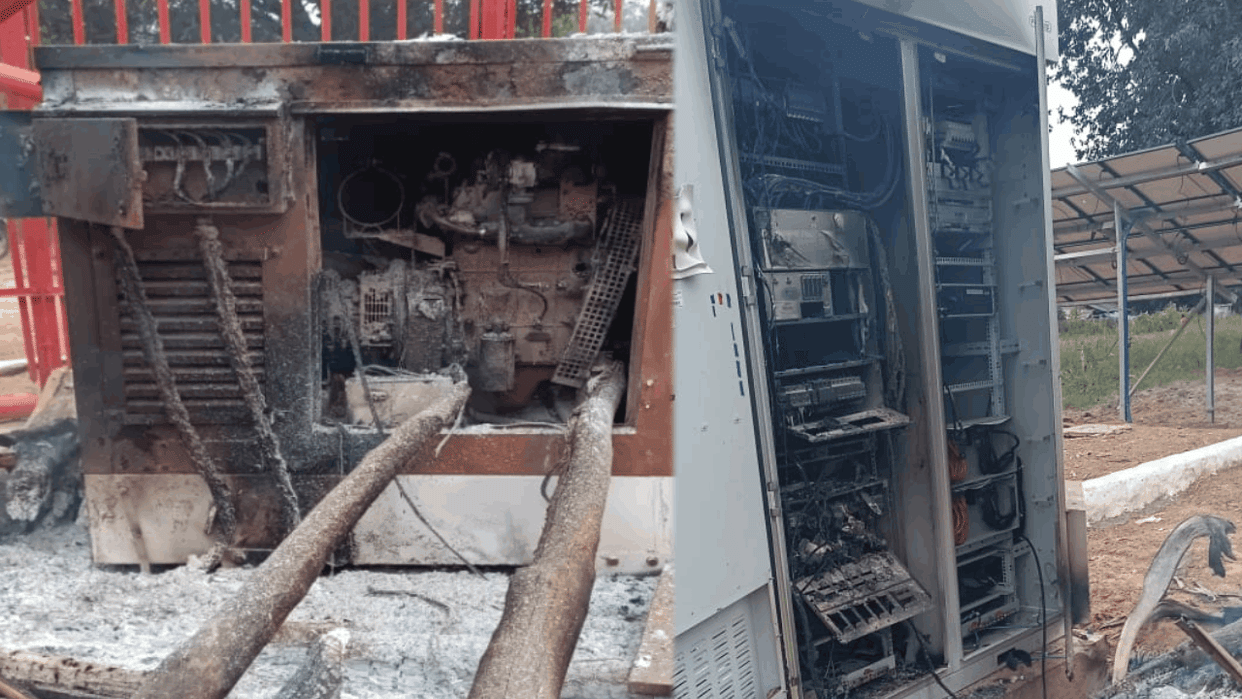 Naxalites set fire to Jio tower in Bijapur