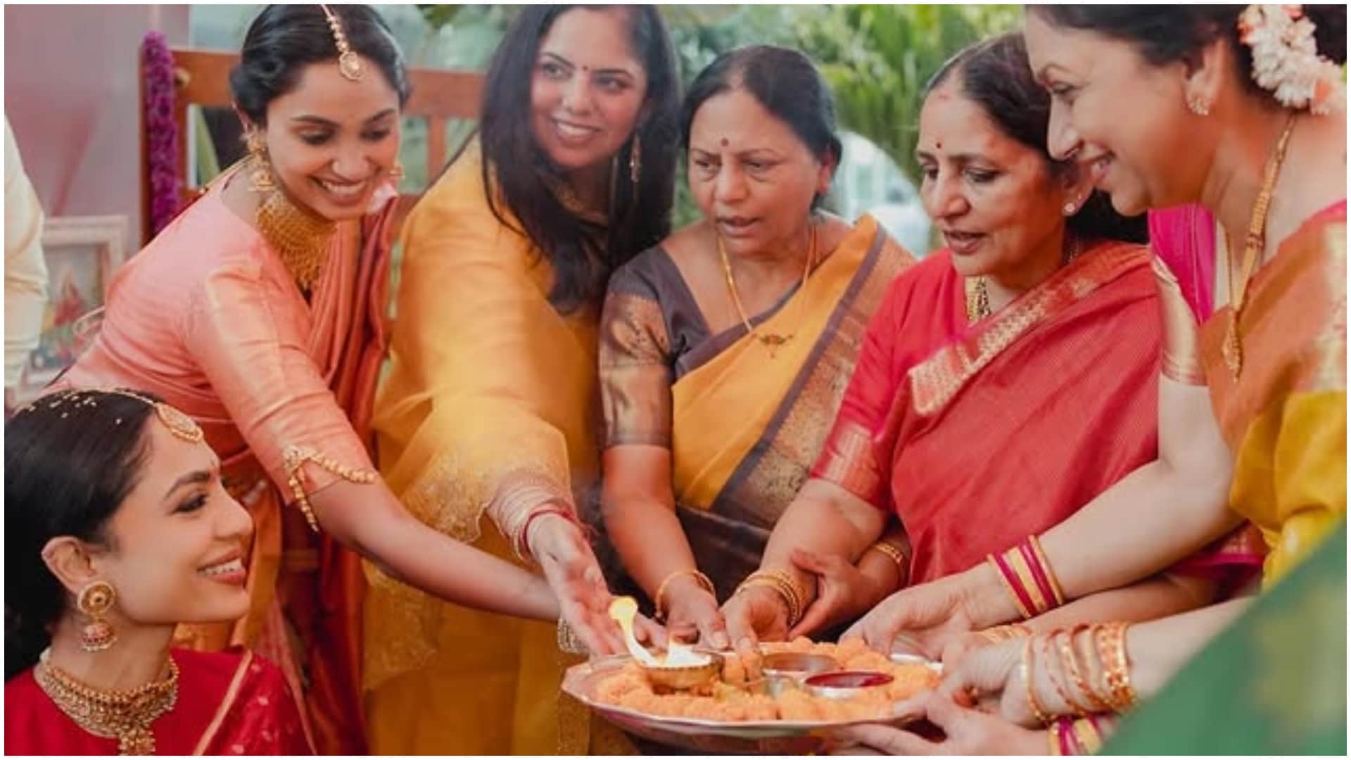Sobhita Dhulipala Naga Chaitanya wedding: Sobhita looking beautiful in red saree during Pelli Kuthuru ritual