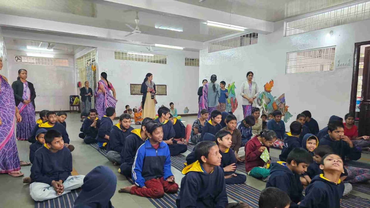 Children took advantage of yoga and touch therapy on International Disabled Day