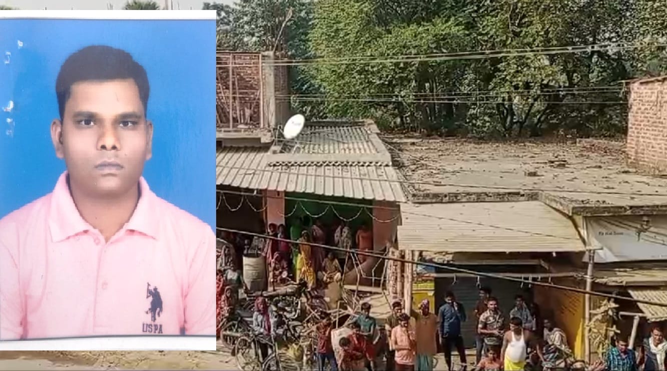 बीपीएससी शिक्षक की मौत के बाद लगी भीड़।