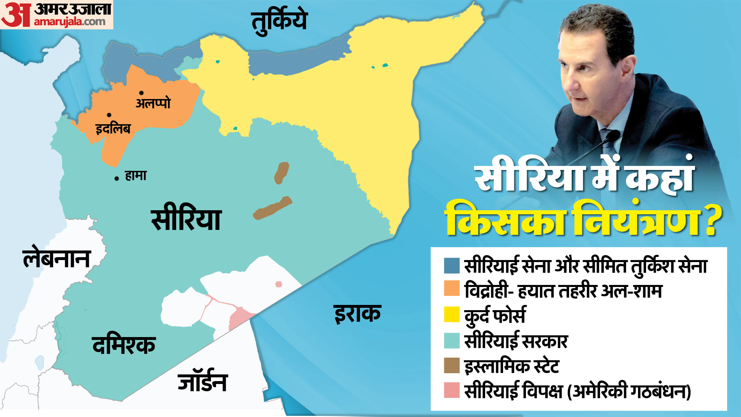 सीरिया में हालिया संकट से पहले कहां किसका नियंत्रण था