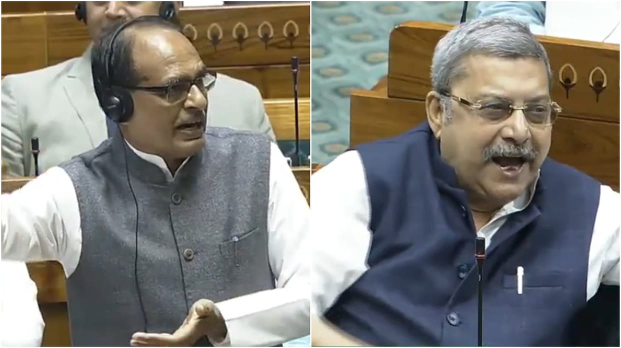Kalyan Banerjee and Shivraj Singh Chouhan During a discussion of wage disbursement under MGNREGS