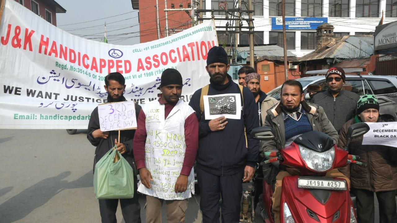 Photos: World Disability Day celebrated as 'Black Day', disabled association protests in Srinagar