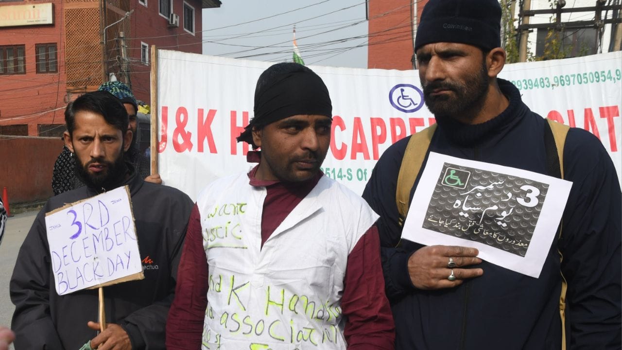Photos: World Disability Day celebrated as 'Black Day', disabled association protests in Srinagar
