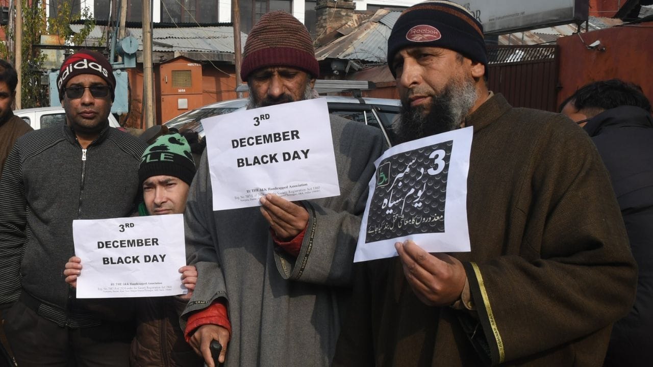 Photos: World Disability Day celebrated as 'Black Day', disabled association protests in Srinagar