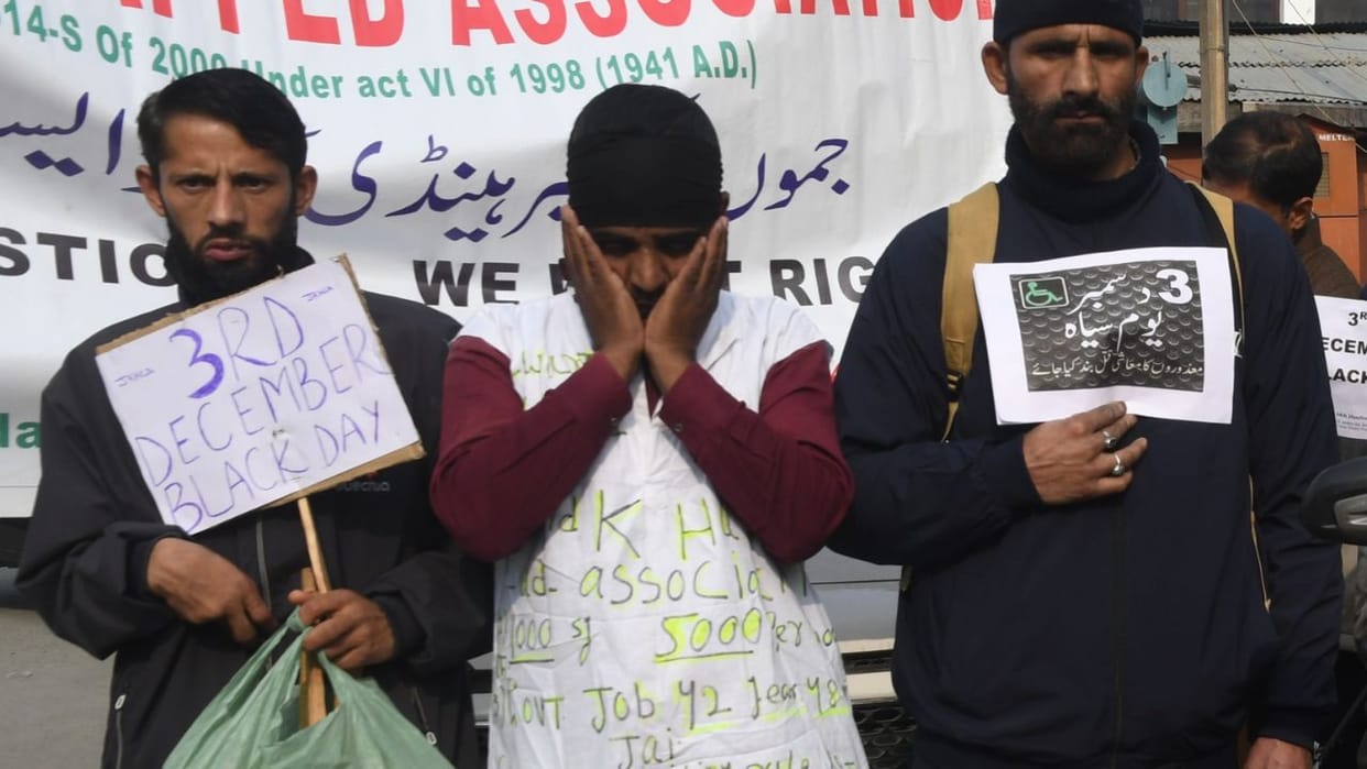 Photos: World Disability Day celebrated as 'Black Day', disabled association protests in Srinagar