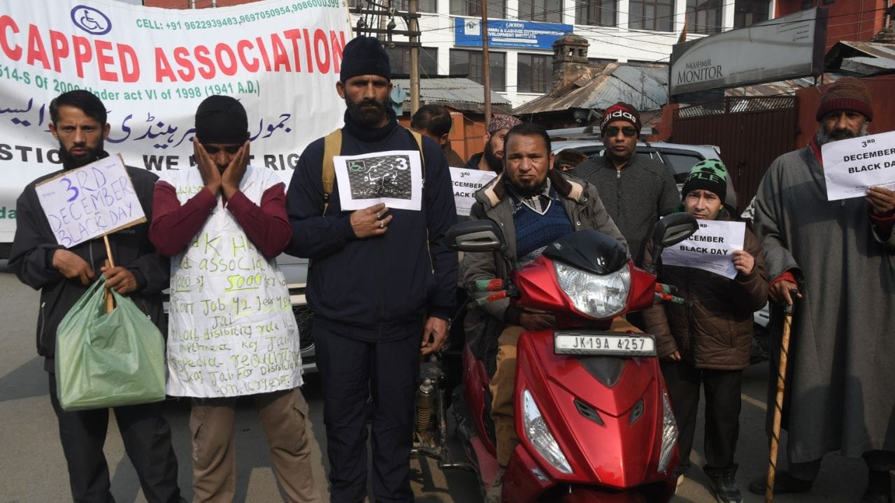 Photos: World Disability Day celebrated as 'Black Day', disabled association protests in Srinagar