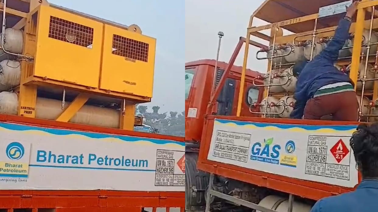 Bihar: CNG tanker suddenly started leaking in Saran, 600 liters of gas leaked; Panic in the surrounding area