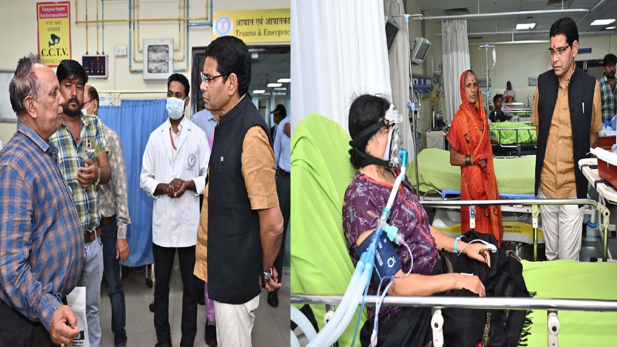 Revenue Minister Tankaram Verma reached AIIMS, DKS and Mekahara Hospital, enquired about condition of patients