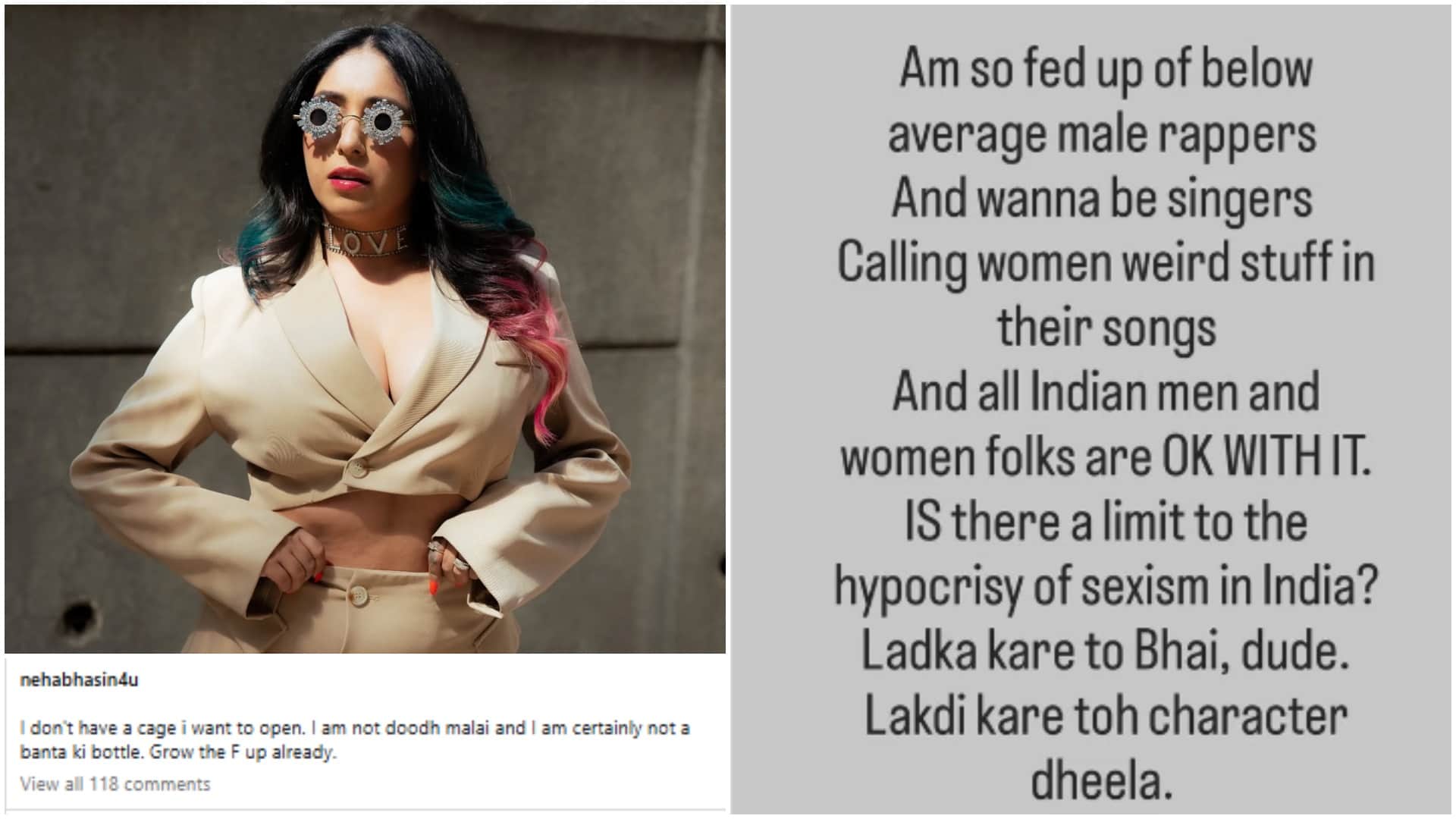 Neha bhasin slams male rapper for calling women weird stuffs in songs later deleted the post