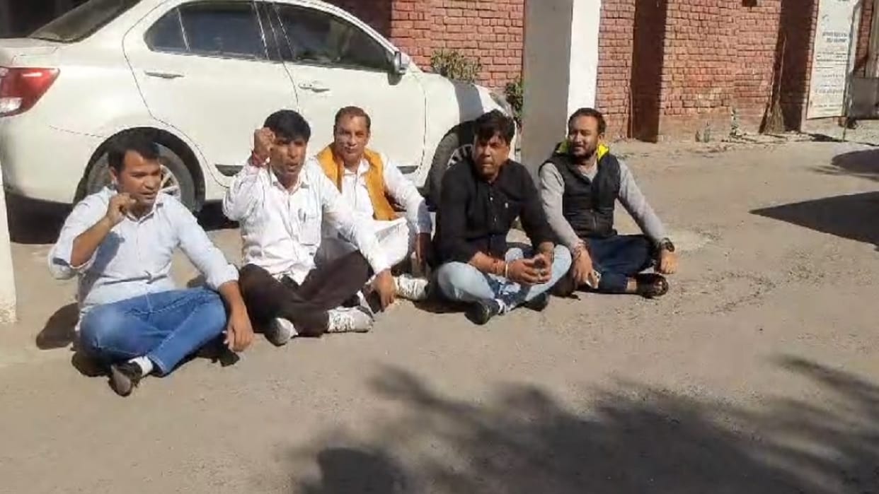 District councilors staged sit in protest demanding to improve health services in Sonipat