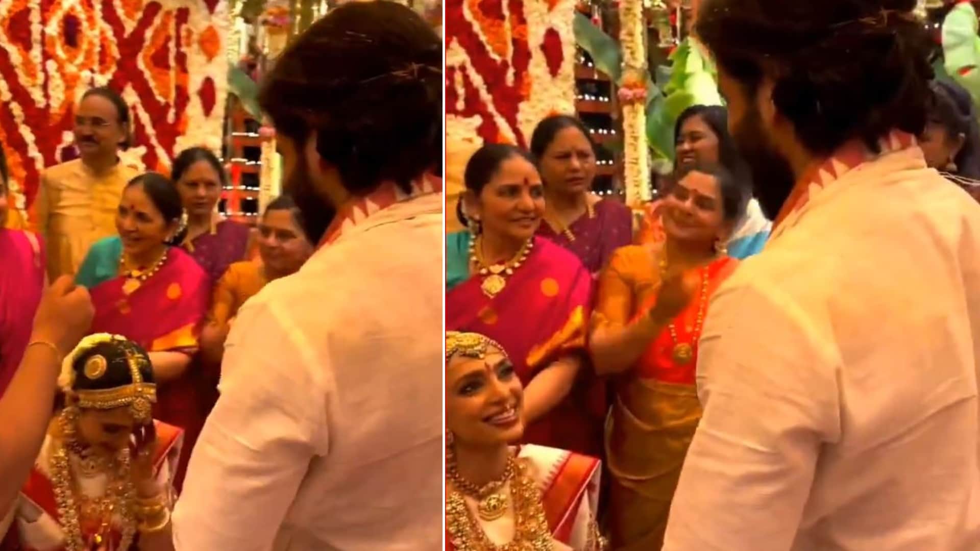 Sobhita Dhulipala Gets Teary Eyed As Naga Chaitanya Ties Her Mangalsutra Akhil Akkineni Whistles nagarjuna