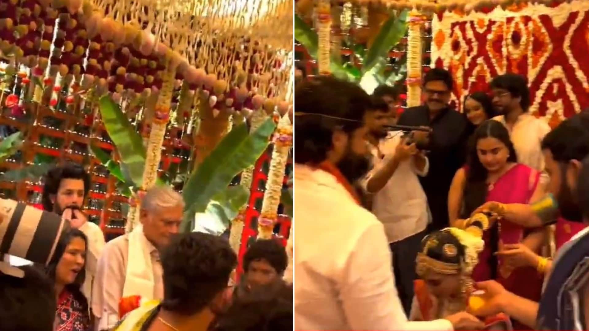 Sobhita Dhulipala Gets Teary Eyed As Naga Chaitanya Ties Her Mangalsutra Akhil Akkineni Whistles nagarjuna