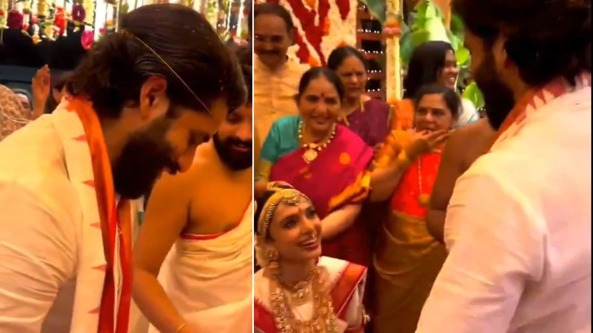 Sobhita Dhulipala Gets Teary Eyed As Naga Chaitanya Ties Her Mangalsutra Akhil Akkineni Whistles nagarjuna