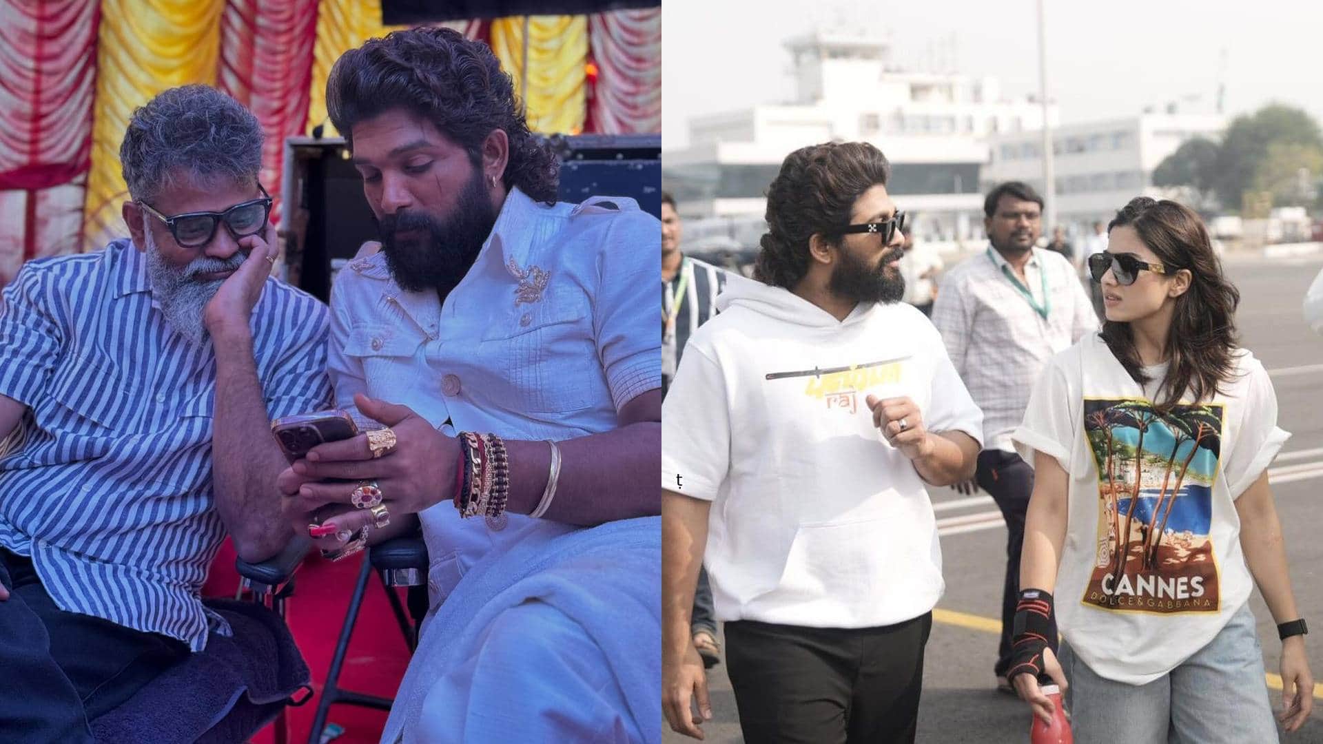 pushpa 2 the rule actress rashmika mandanna shares film bts pics with allu arjun sukumar fahadh faasil team