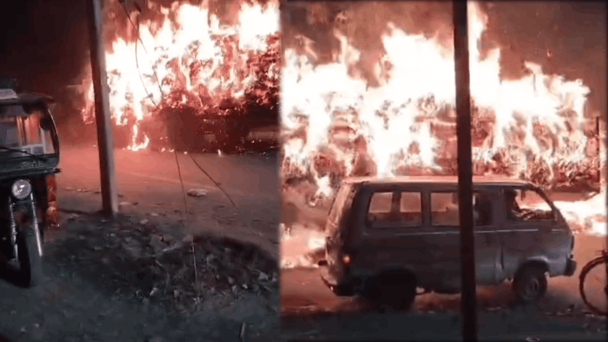 A tractor-trolley suddenly caught fire in Lakhimpur Kheri
