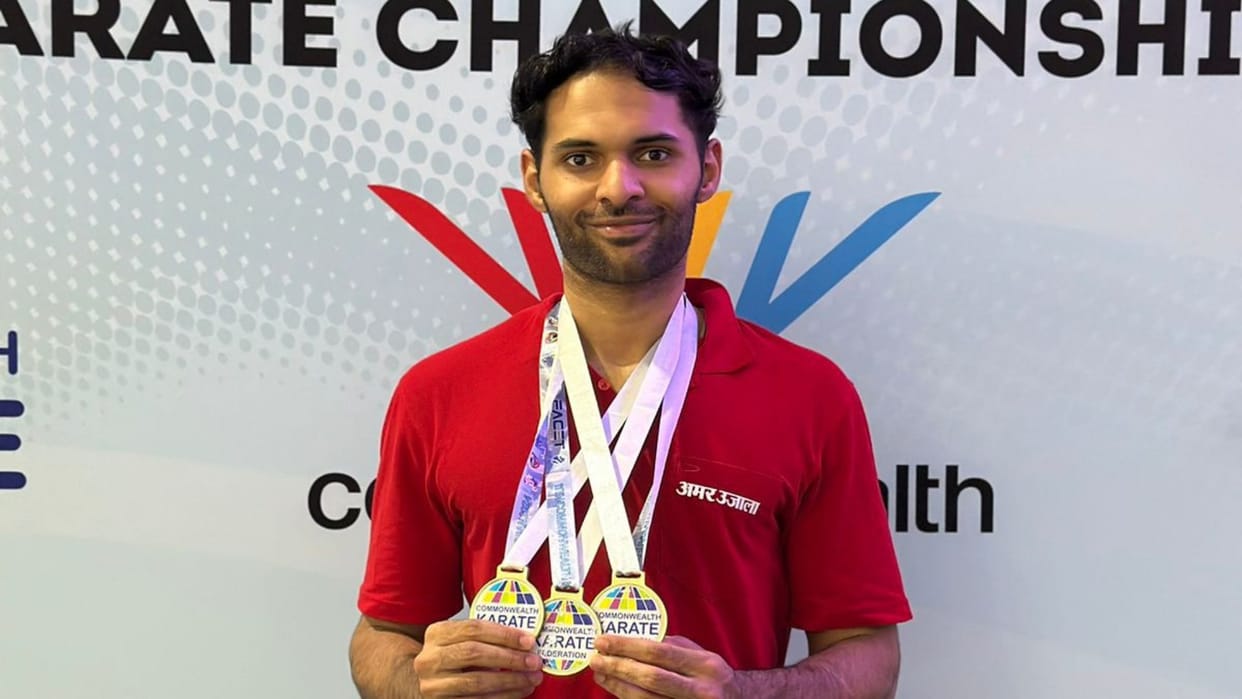 Akshay dominates Commonwealth Karate with three gold medals