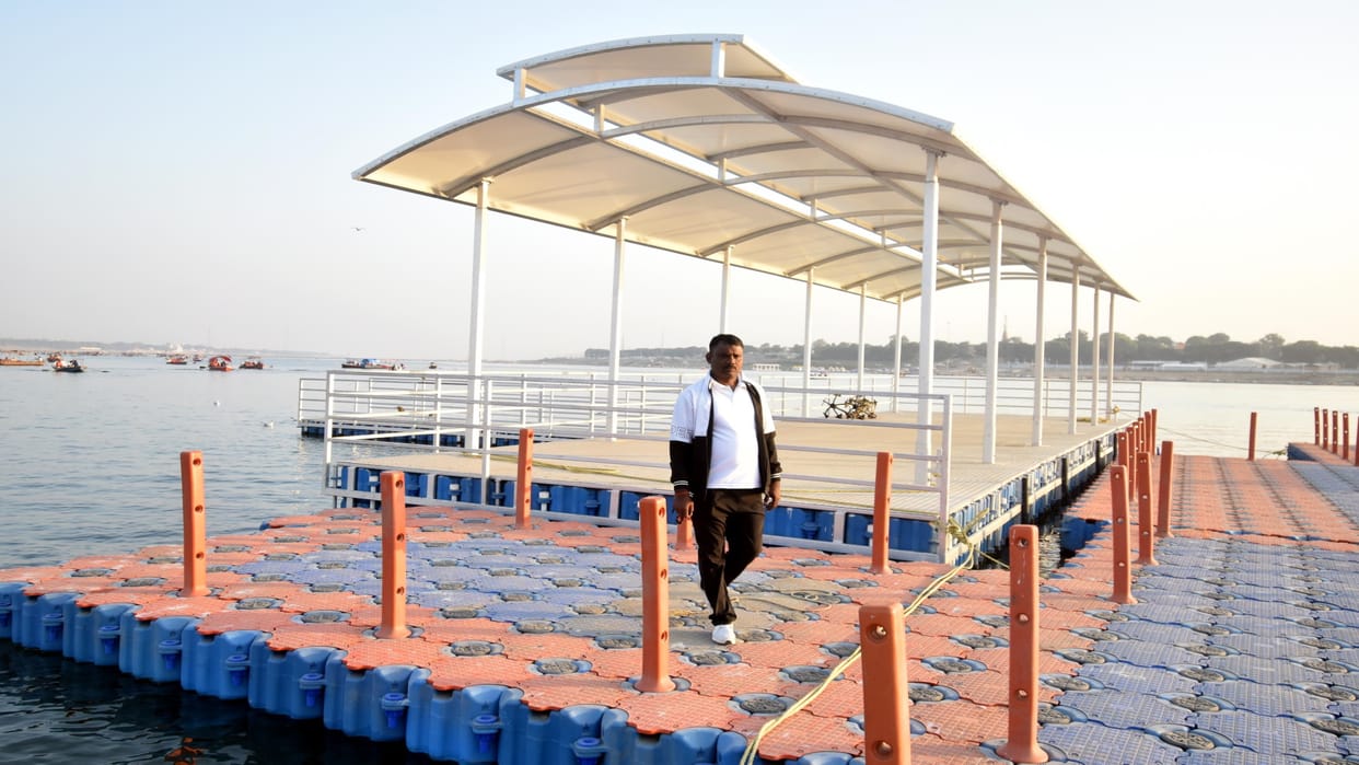 Jetty started being prepared for the Prime Minister at Sangam