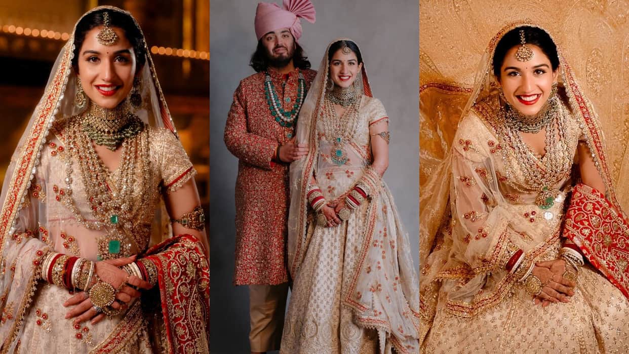 Year Ender 2024 bridal look of radhika merchant wife of anant ambani see photos here