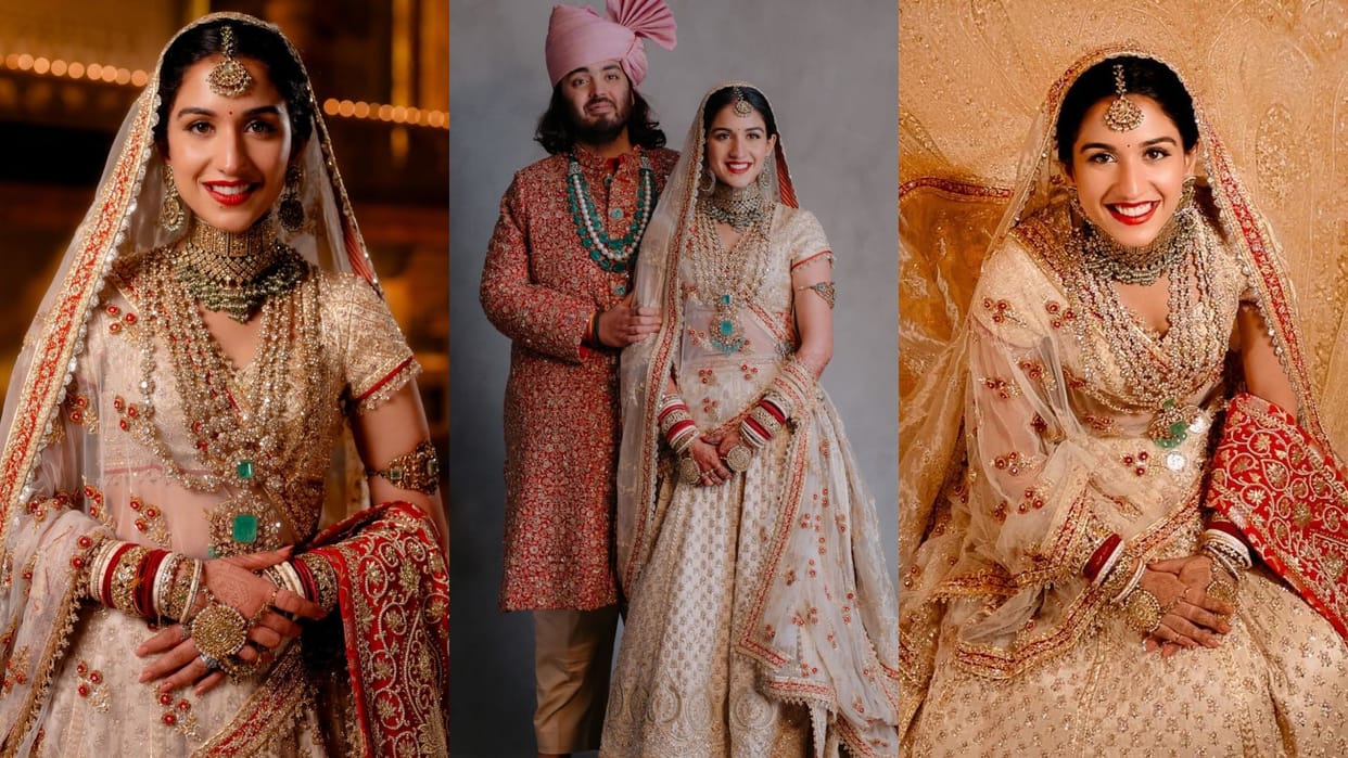 Year Ender 2024 bridal look of radhika merchant wife of anant ambani see photos here