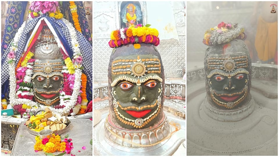 Baba Mahakal's adornment was done with Bhasma Aarti, dry fruits, cannabis and puja material