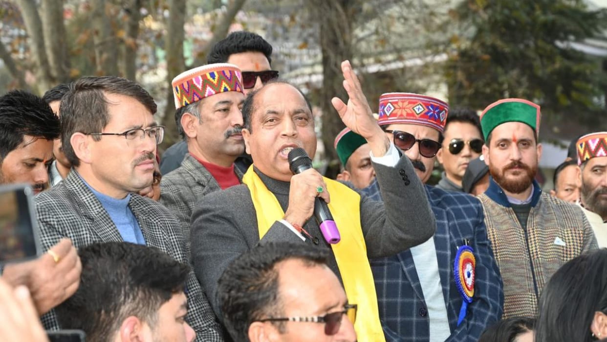 jairam thakur bjp jan akrosh rally against sukhu govt in kullu himachal
