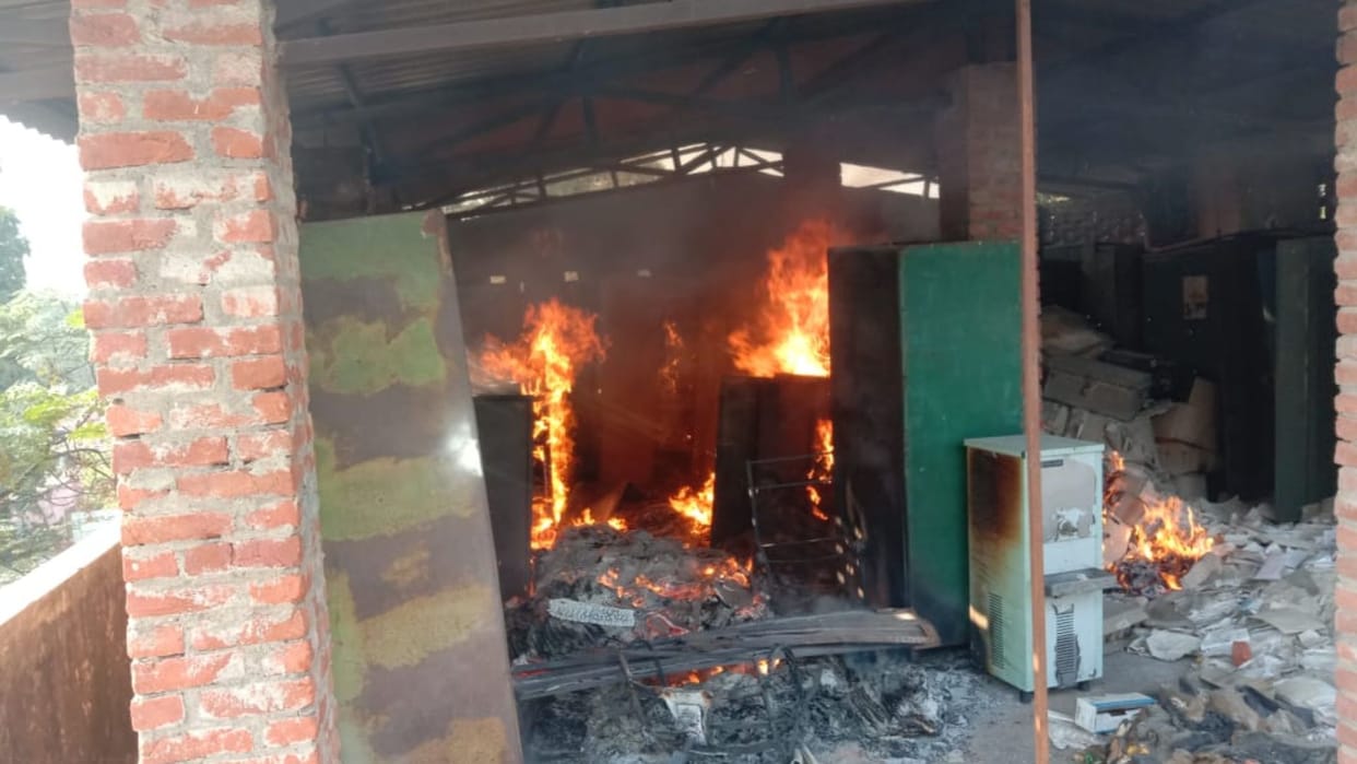 Panic due to fire on the fourth floor of CMO office store room of files burnt down brought under control