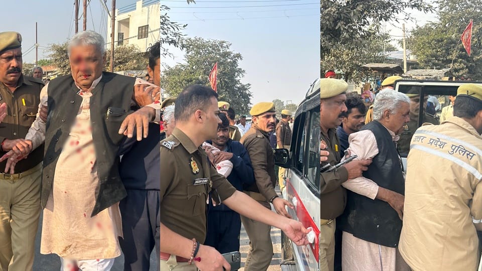 Sambhal SP Photos viral: Stopped convoy elderly man injured in accident, took him hospital his own vehicle
