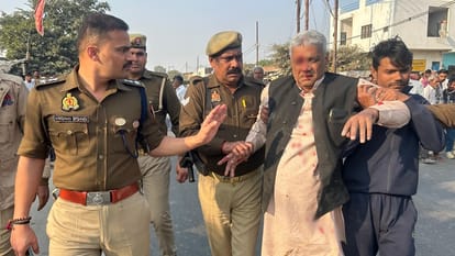Sambhal SP Photos viral: Stopped convoy elderly man injured in accident, took him hospital his own vehicle