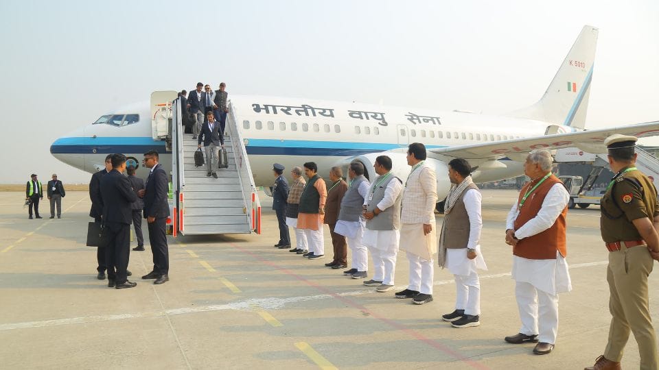 PM Modi plane land Ghaziabad Hindon Airport After attending an event from Rajasthan