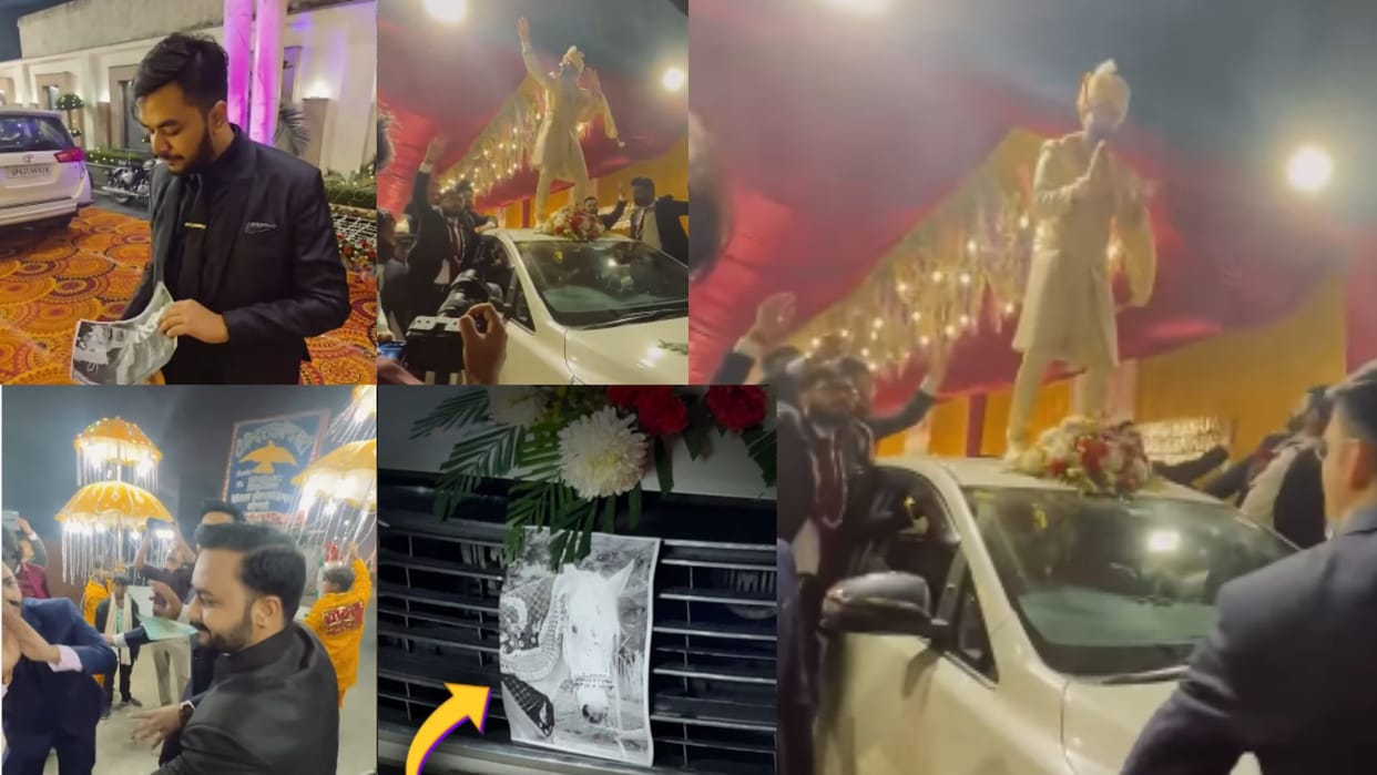 Unique wedding groom friends made car temporary mare in varanasi